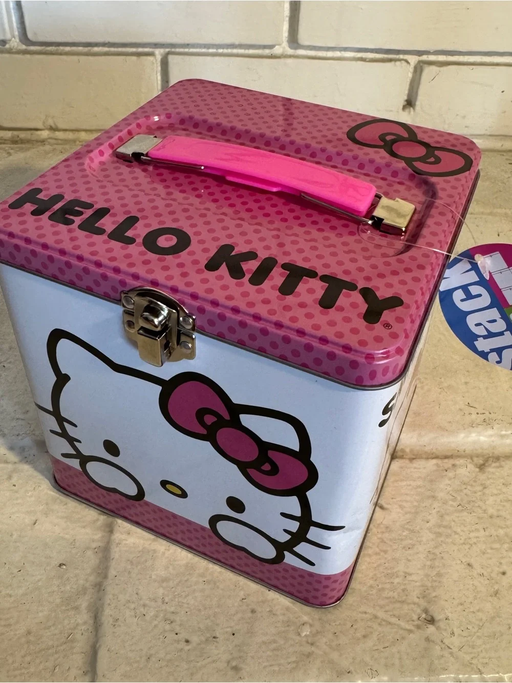 Hello Kitty Smile Sunshine Stack Store & Carry Tin Box Cube Sanrio 2024, 1 dent